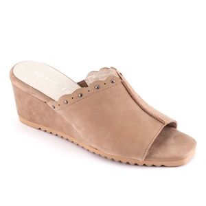 David Tate Taupe Song Leather Sandal - Women, Size 10 WW